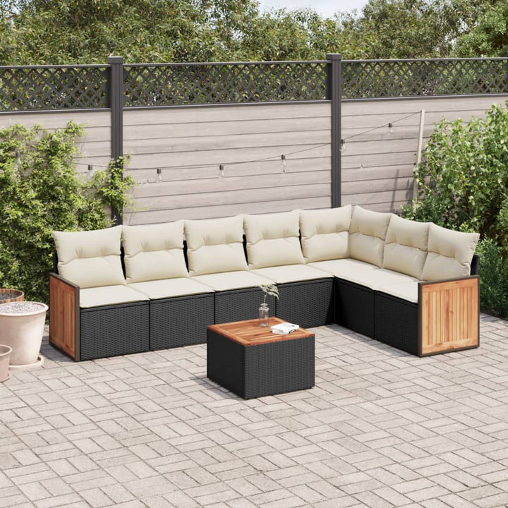 sofasæt til haven 8 dele med hynder polyrattan sort