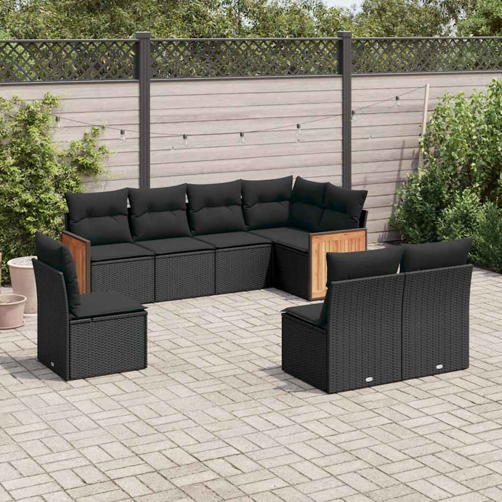 sofasæt til haven 8 dele med hynder polyrattan sort