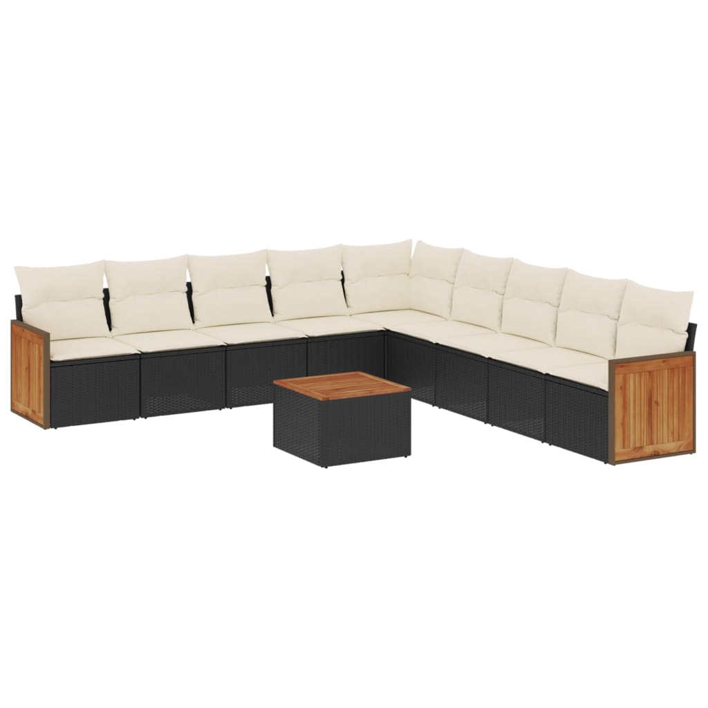 sofasæt til haven 10 dele med hynder polyrattan sort