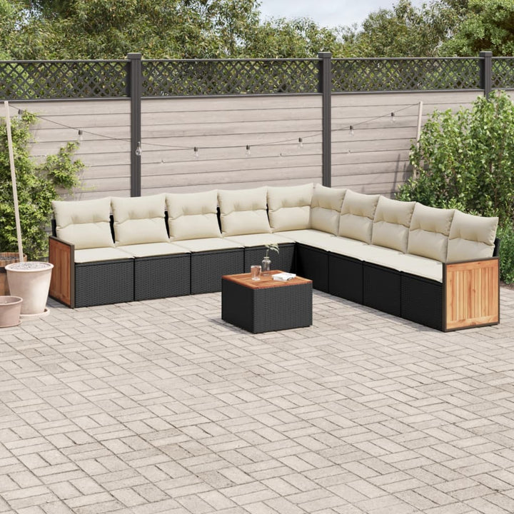 sofasæt til haven 10 dele med hynder polyrattan sort