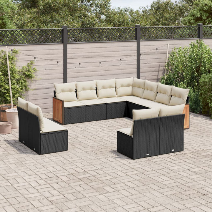 sofasæt til haven 11 dele med hynder polyrattan sort