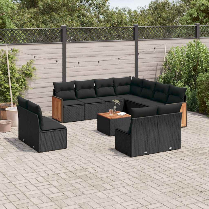sofasæt til haven 12 dele med hynder polyrattan sort