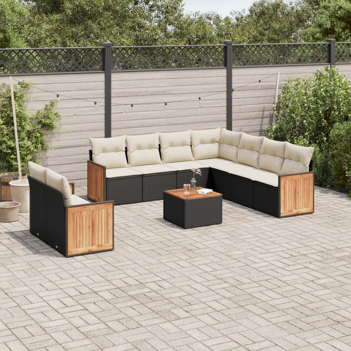 sofasæt til haven 10 dele med hynder polyrattan sort
