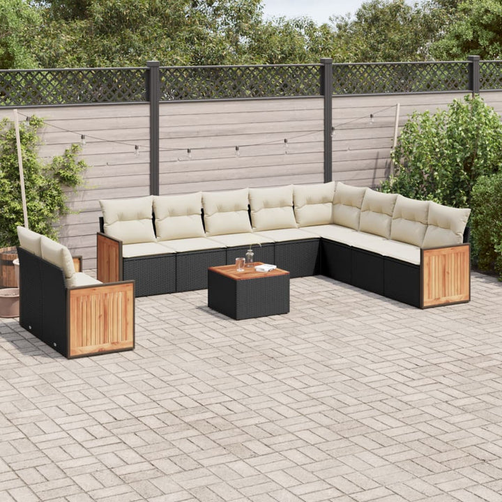 sofasæt til haven 11 dele med hynder polyrattan sort