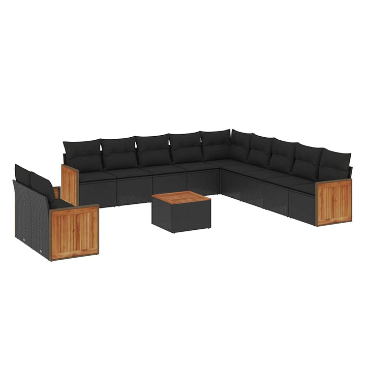 sofasæt til haven 12 dele med hynder polyrattan sort
