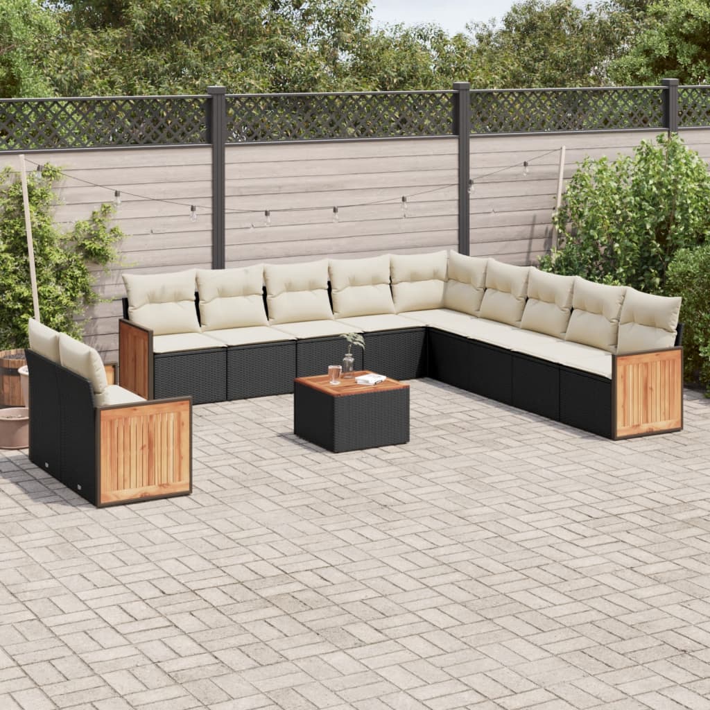sofasæt til haven 12 dele med hynder polyrattan sort