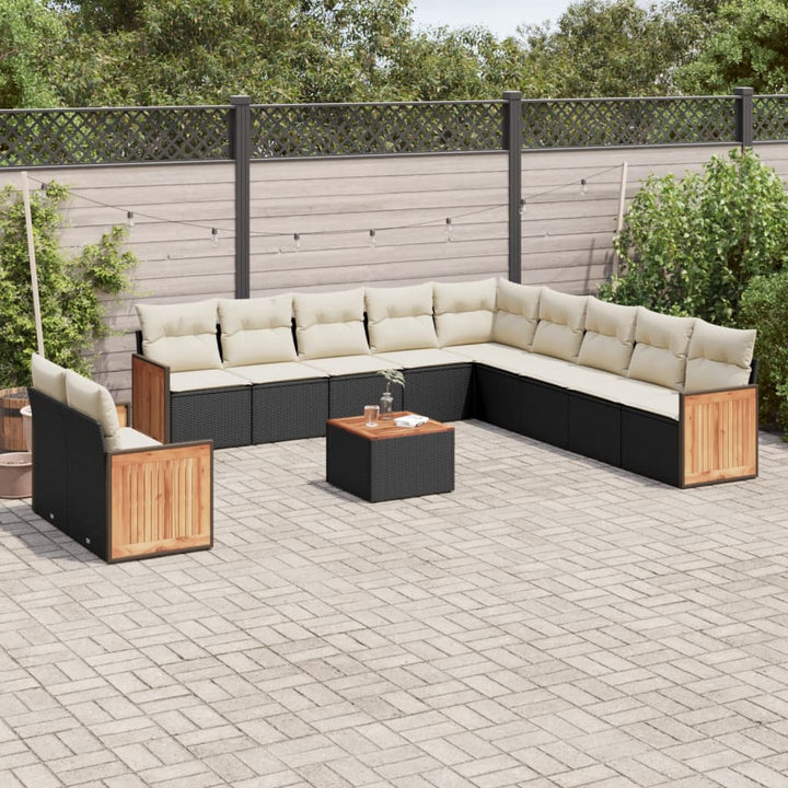 sofasæt til haven 12 dele med hynder polyrattan sort