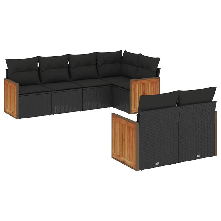 sofasæt til haven 7 dele med hynder polyrattan sort