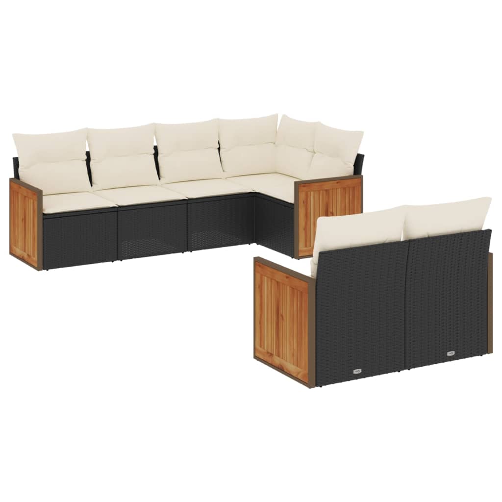 sofasæt til haven 7 dele med hynder polyrattan sort