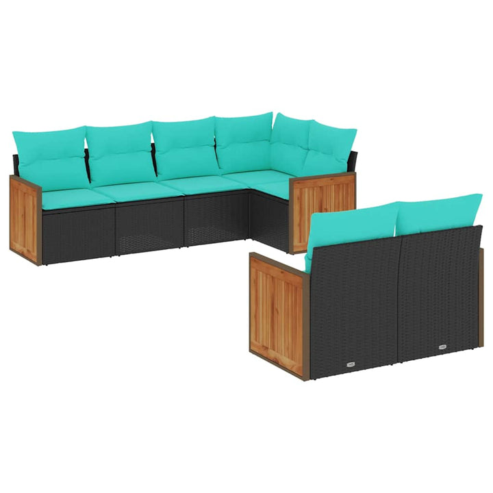 havesofasæt med 7 hynder sort polyrattan
