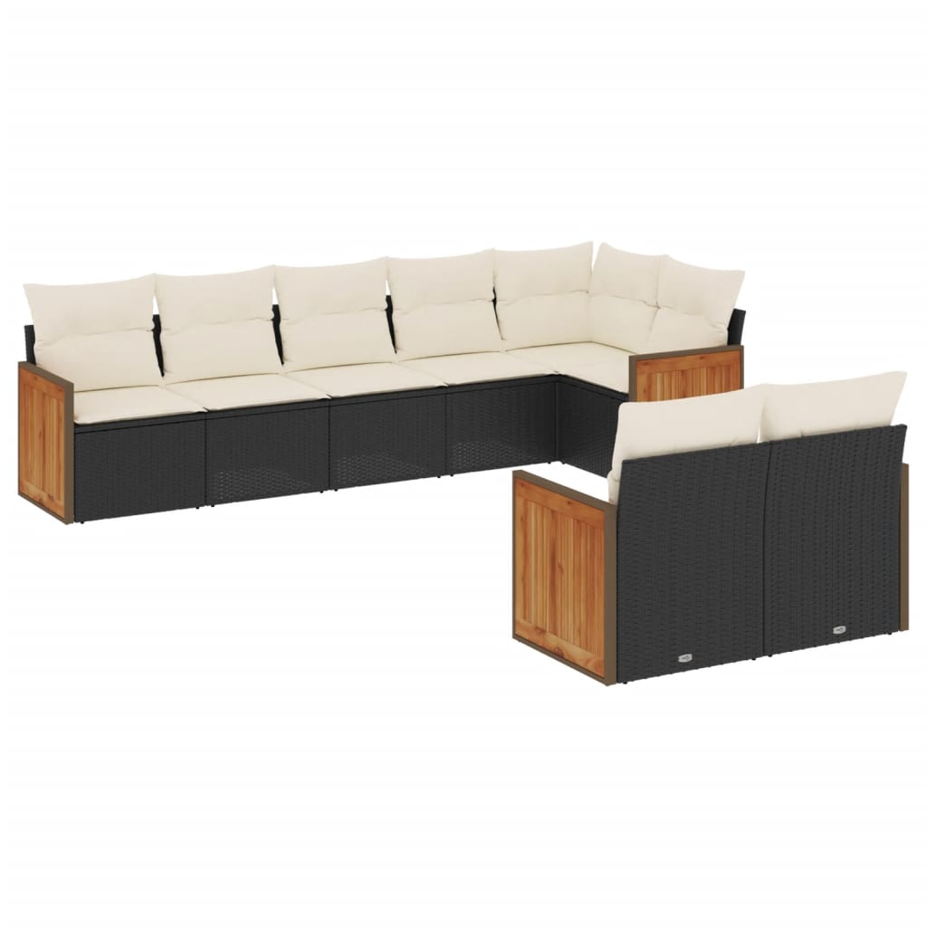 sofasæt til haven 8 dele med hynder polyrattan sort