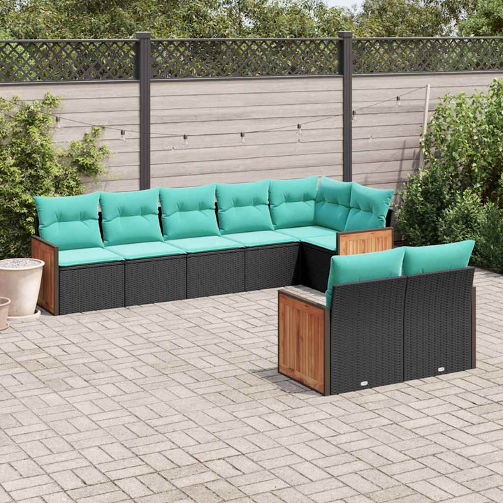 8-delt havesofasæt med hynder sort polyrattan