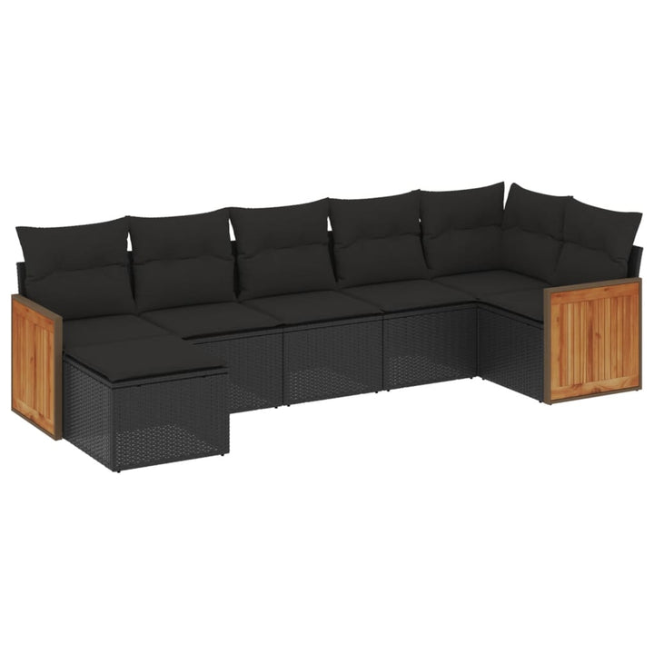 sofasæt til haven 7 dele med hynder polyrattan sort