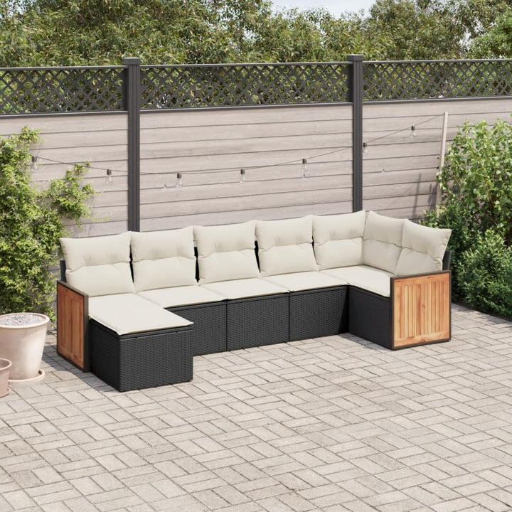 sofasæt til haven 7 dele med hynder polyrattan sort