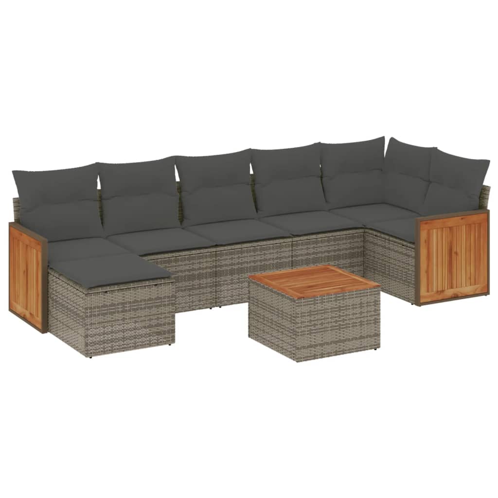 sofasæt til haven 8 dele med hynder polyrattan grå
