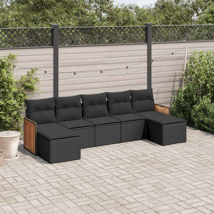 sofasæt til haven 7 dele med hynder polyrattan sort
