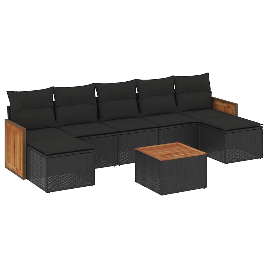 sofasæt til haven 8 dele med hynder polyrattan sort