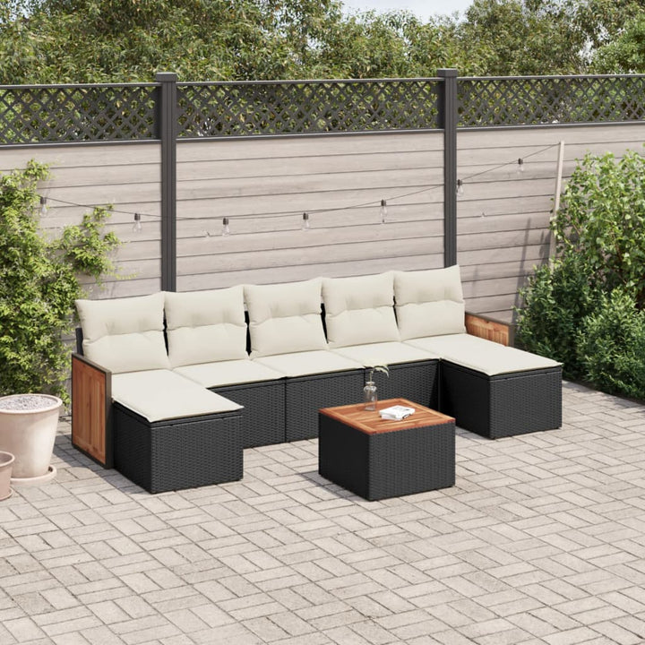 sofasæt til haven 8 dele med hynder polyrattan sort