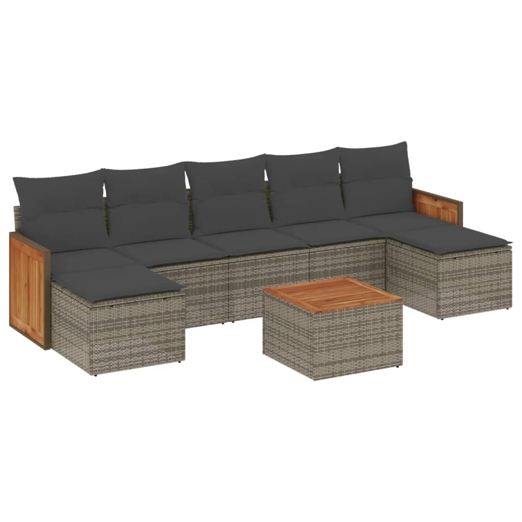 sofasæt til haven 8 dele med hynder polyrattan grå