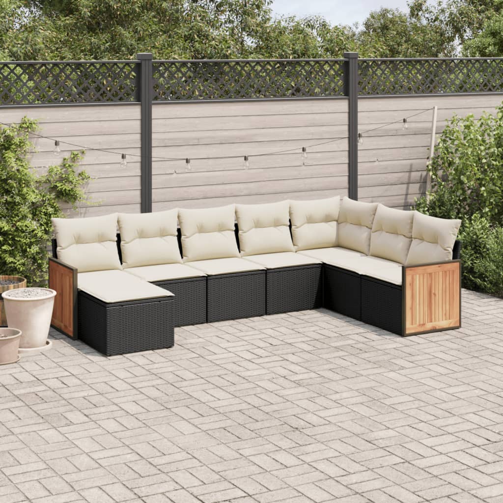 sofasæt til haven 8 dele med hynder polyrattan sort