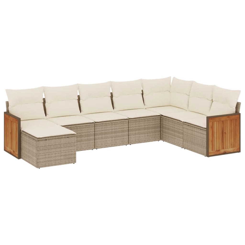 sofasæt til haven 8 dele med hynder polyrattan beige