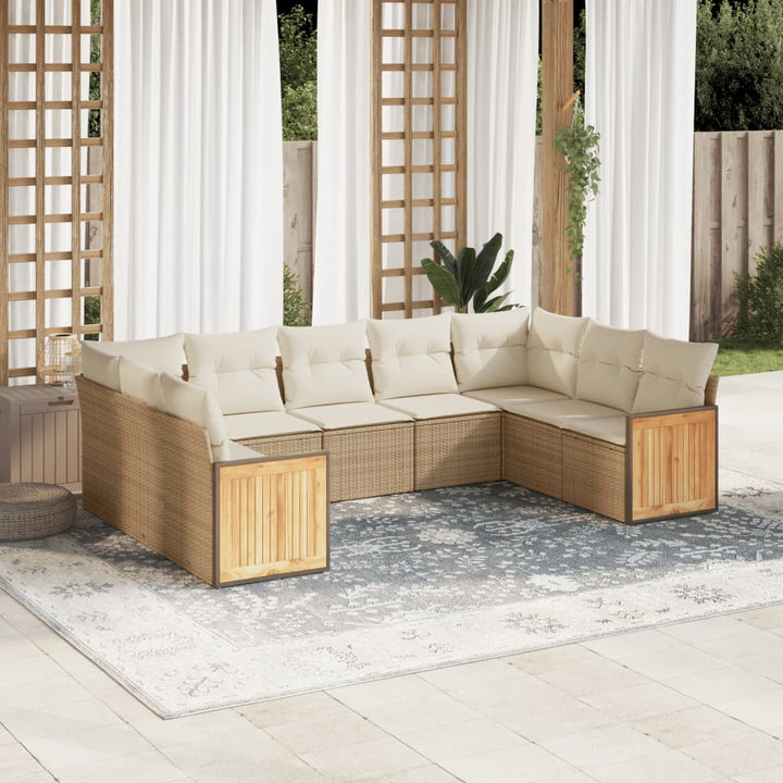 sofasæt til haven 8 dele med hynder polyrattan beige
