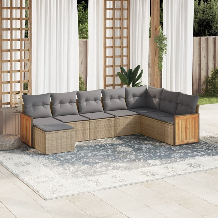 sofasæt til haven 8 dele med hynder polyrattan beige