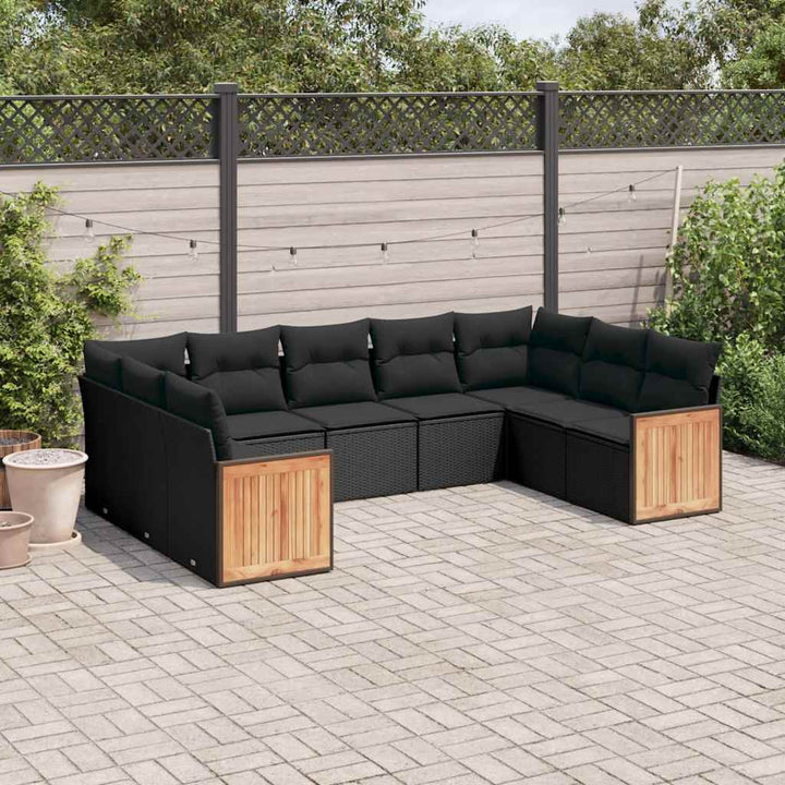 sofasæt til haven 9 dele med hynder polyrattan sort