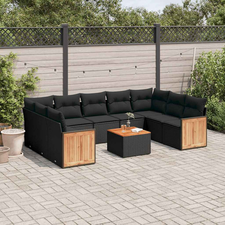 sofasæt til haven 10 dele med hynder polyrattan sort