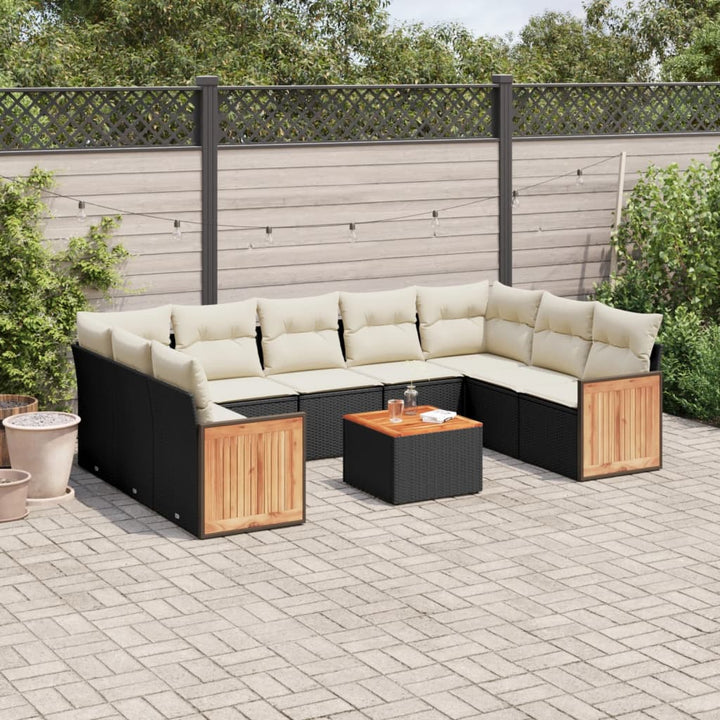 sofasæt til haven 10 dele med hynder polyrattan sort