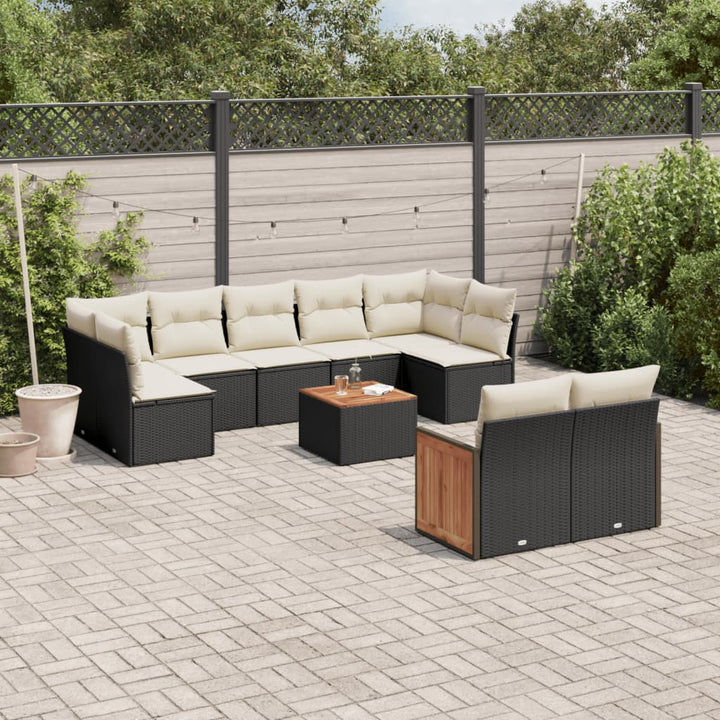 sofasæt til haven 10 dele med hynder polyrattan sort