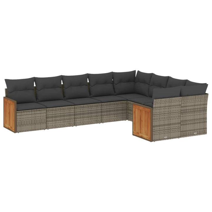 sofasæt til haven 9 dele med hynder polyrattan grå