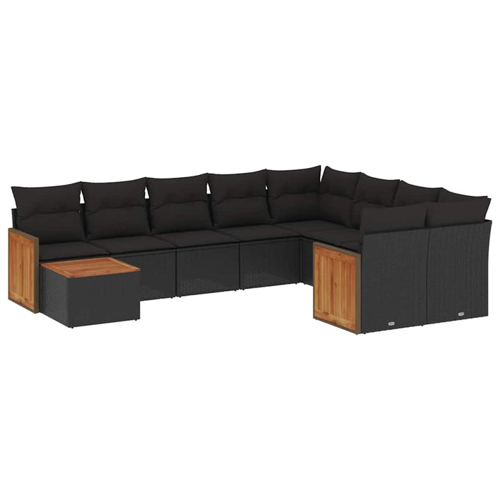 sofasæt til haven 10 dele med hynder polyrattan sort