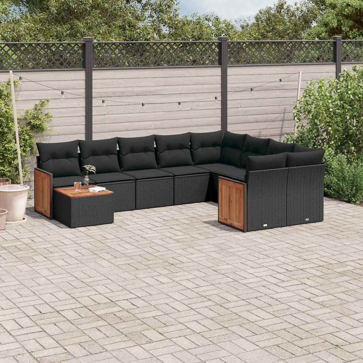 sofasæt til haven 10 dele med hynder polyrattan sort