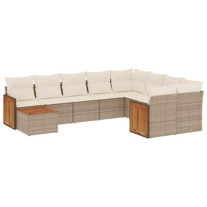 sofasæt til haven 10 dele med hynder polyrattan beige