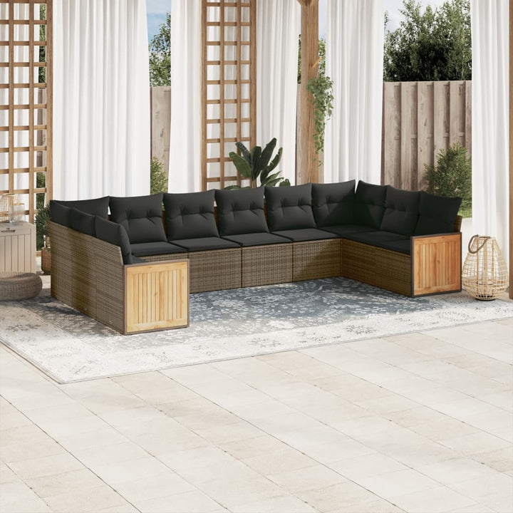 sofasæt til haven 10 dele med hynder polyrattan grå