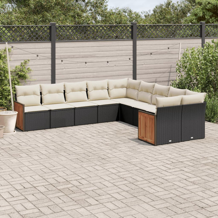 sofasæt til haven 10 dele med hynder polyrattan sort