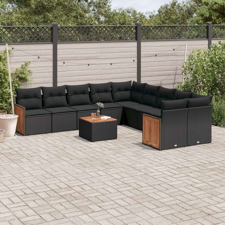 sofasæt til haven 11 dele med hynder polyrattan sort
