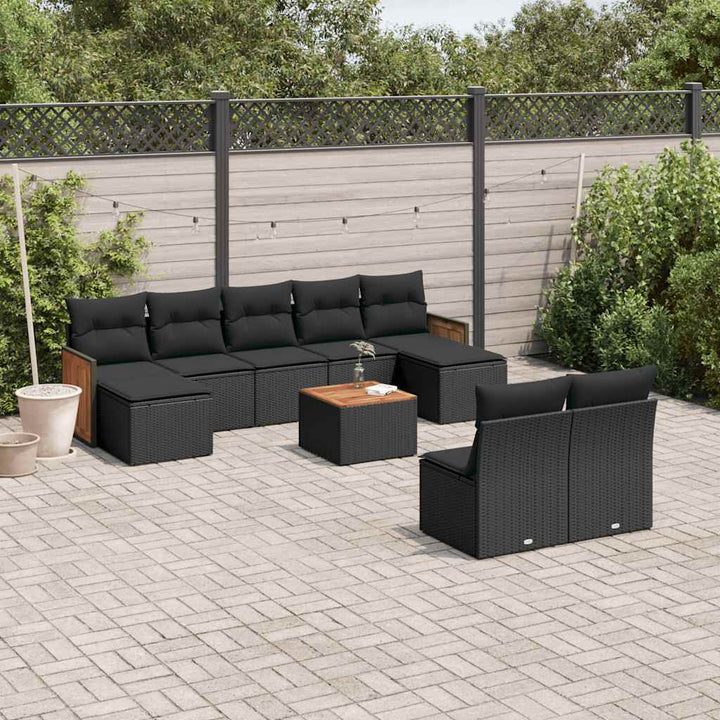 sofasæt til haven 10 dele med hynder polyrattan sort