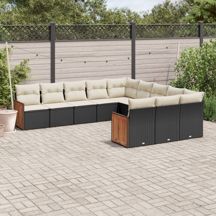 sofasæt til haven 11 dele med hynder polyrattan sort