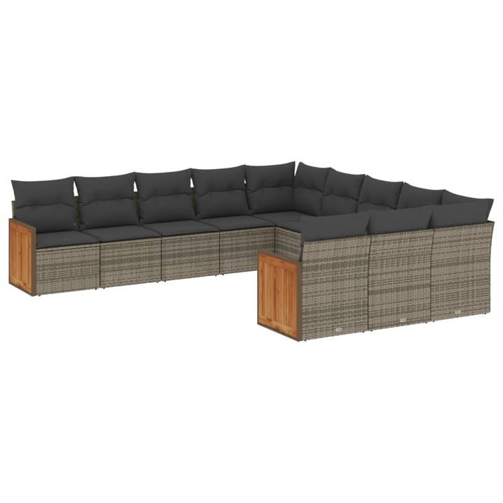 loungesæt til haven 11 dele med hynder polyrattan grå