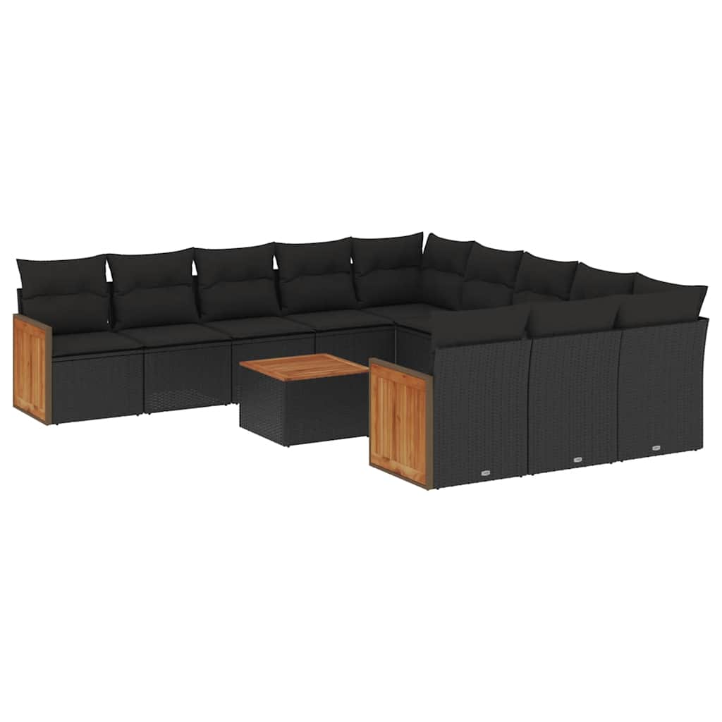 sofasæt til haven 12 dele med hynder polyrattan sort