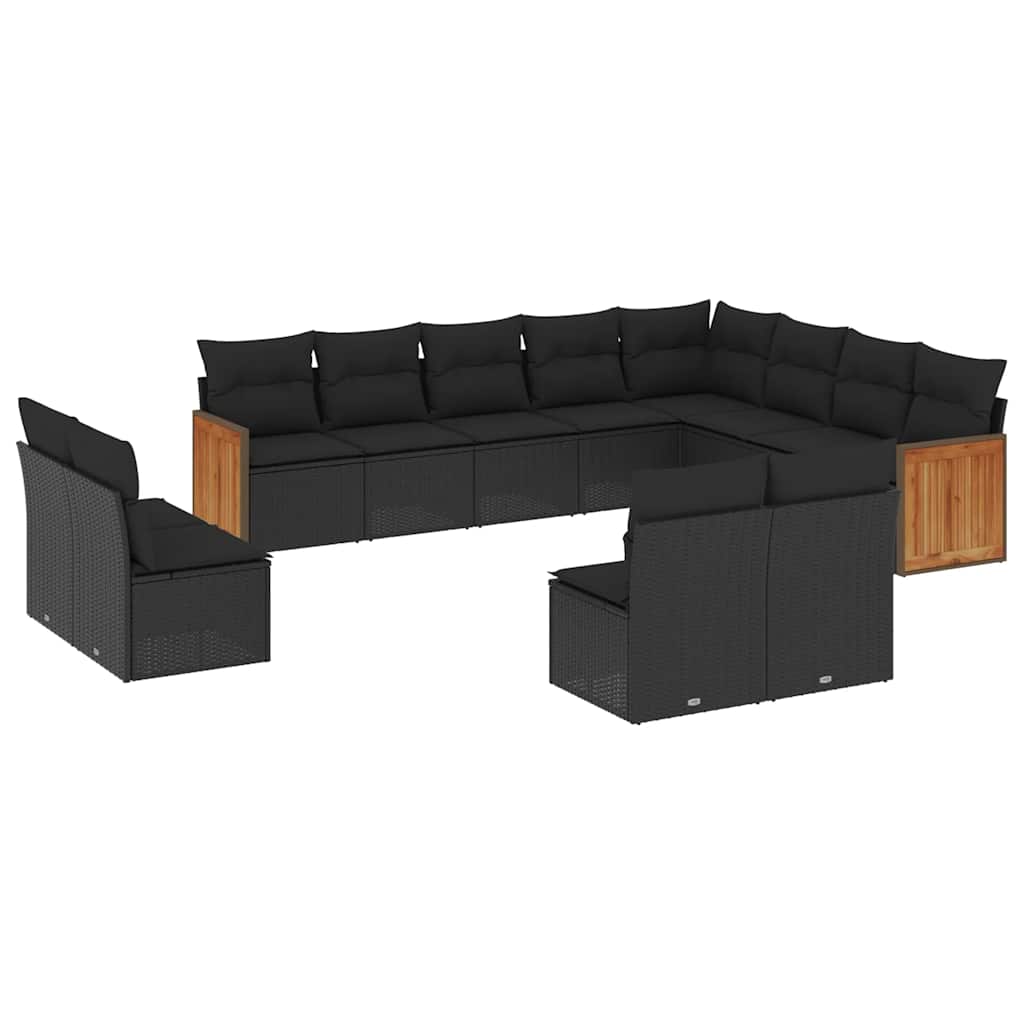 sofasæt til haven 12 dele med hynder polyrattan sort