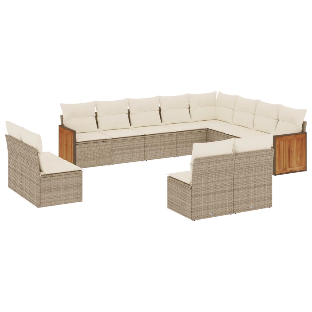 sofasæt til haven 12 dele med hynder polyrattan beige