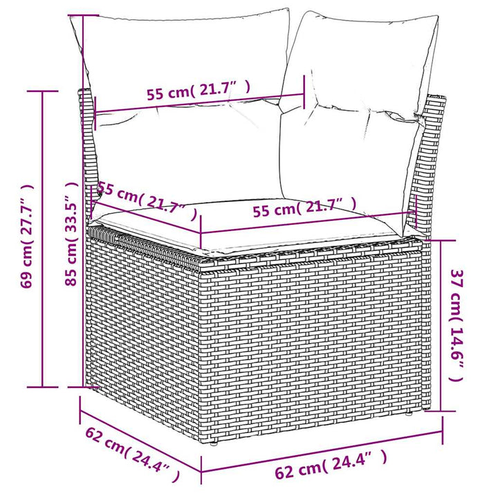 sofasæt til haven 12 dele med hynder polyrattan beige