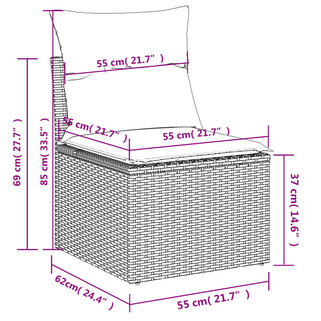 sofasæt til haven 12 dele med hynder polyrattan beige
