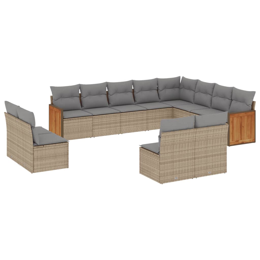 sofasæt til haven 12 dele med hynder polyrattan beige