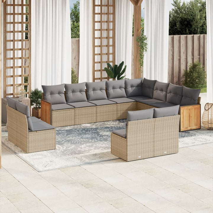 sofasæt til haven 12 dele med hynder polyrattan beige