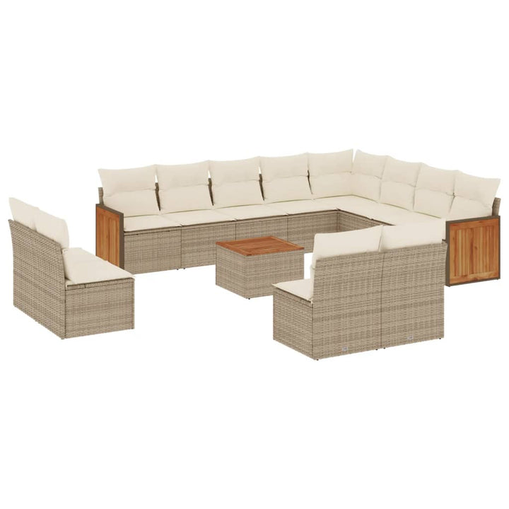 sofasæt til haven 13 dele med hynder polyrattan beige