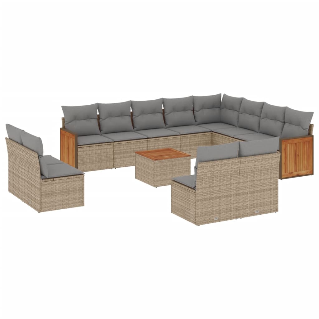 sofasæt til haven 13 dele med hynder polyrattan beige
